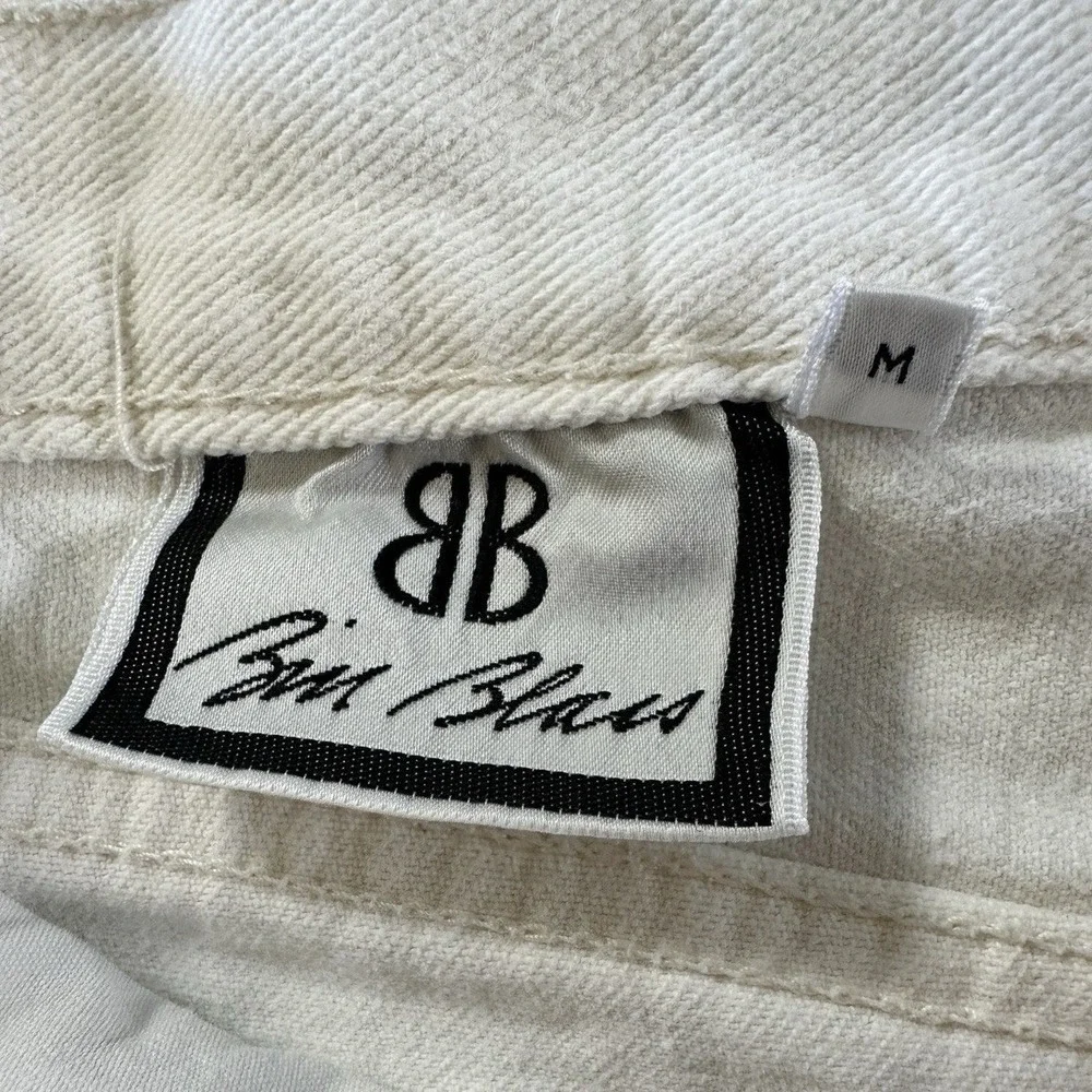 VTG Bill Blass Pleated Mom Jeans Women's M Ecru Cream Cotton High Rise Tapered